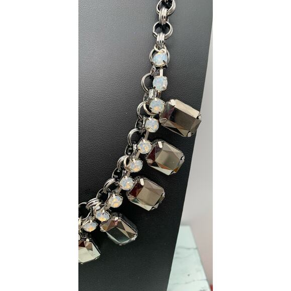 Chico's Dark Silver tone bold statement Faceted Frosted & Mirrored Rhinestones - Picture 3 of 6